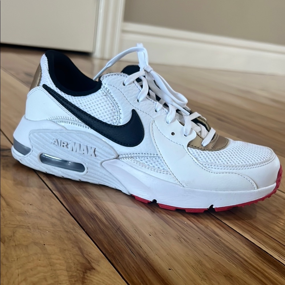 Nike Air Max White Black Gold Athletic Shoes
